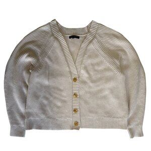 BANANA REPUBLIC 100% Cotton Cardigan Cream Beige Size M